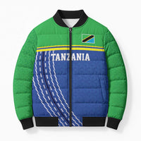 Tanzania Cricket Custom Bomber Puffer Jacket The Cows Tanzania Pattern - Wonder Print Shop