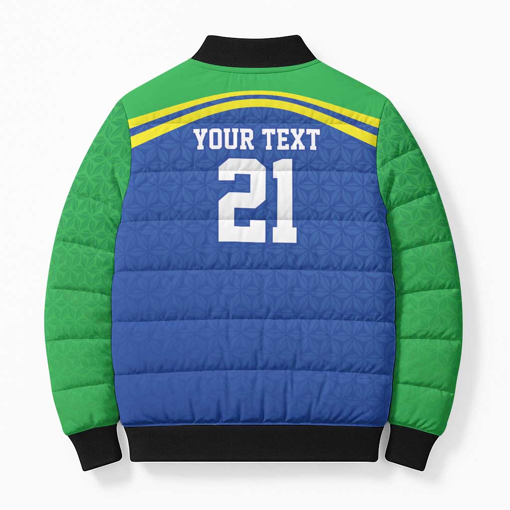 Tanzania Cricket Custom Bomber Puffer Jacket The Cows Tanzania Pattern - Wonder Print Shop