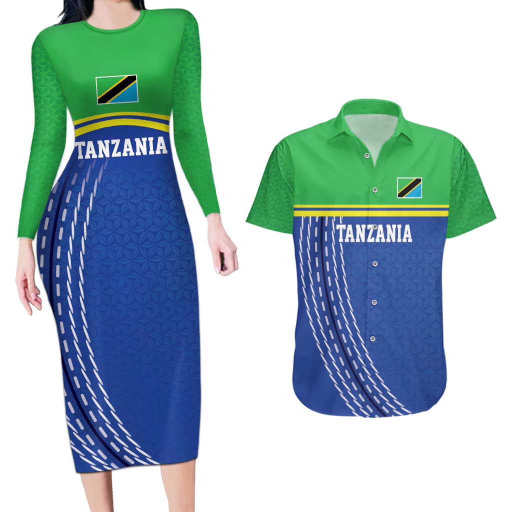 Tanzania Cricket Custom Couples Matching Long Sleeve Bodycon Dress and Hawaiian Shirt The Cows Tanzania Pattern - Wonder Print Shop