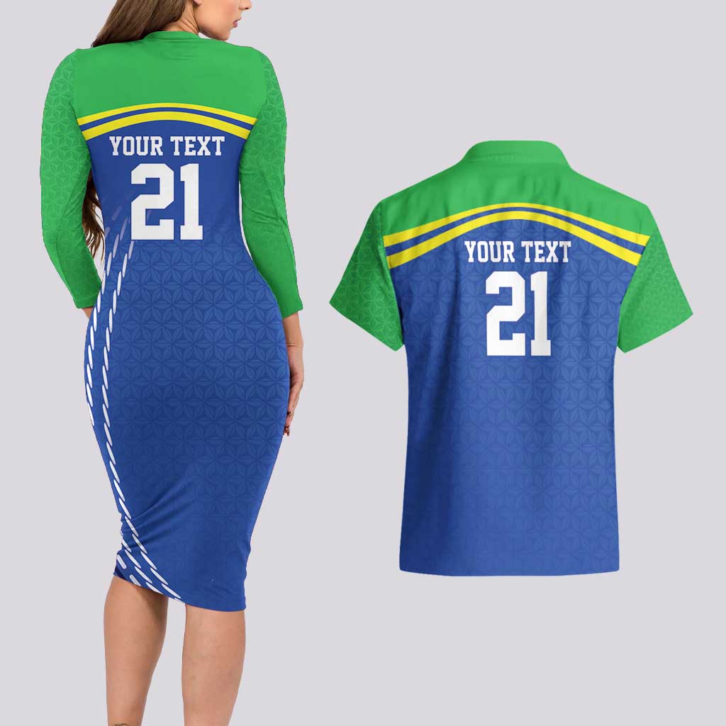 Tanzania Cricket Custom Couples Matching Long Sleeve Bodycon Dress and Hawaiian Shirt The Cows Tanzania Pattern - Wonder Print Shop