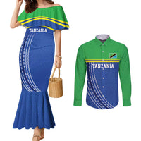 Tanzania Cricket Custom Couples Matching Mermaid Dress and Long Sleeve Button Shirt The Cows Tanzania Pattern - Wonder Print Shop