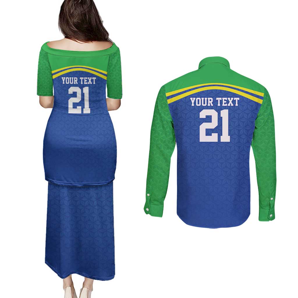 Tanzania Cricket Custom Couples Matching Puletasi and Long Sleeve Button Shirt The Cows Tanzania Pattern - Wonder Print Shop