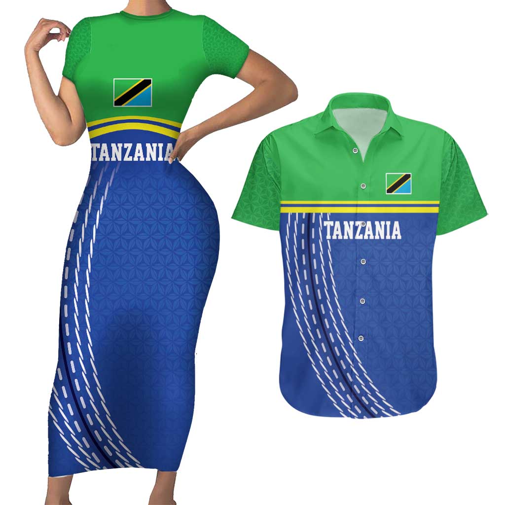Tanzania Cricket Custom Couples Matching Short Sleeve Bodycon Dress and Hawaiian Shirt The Cows Tanzania Pattern - Wonder Print Shop