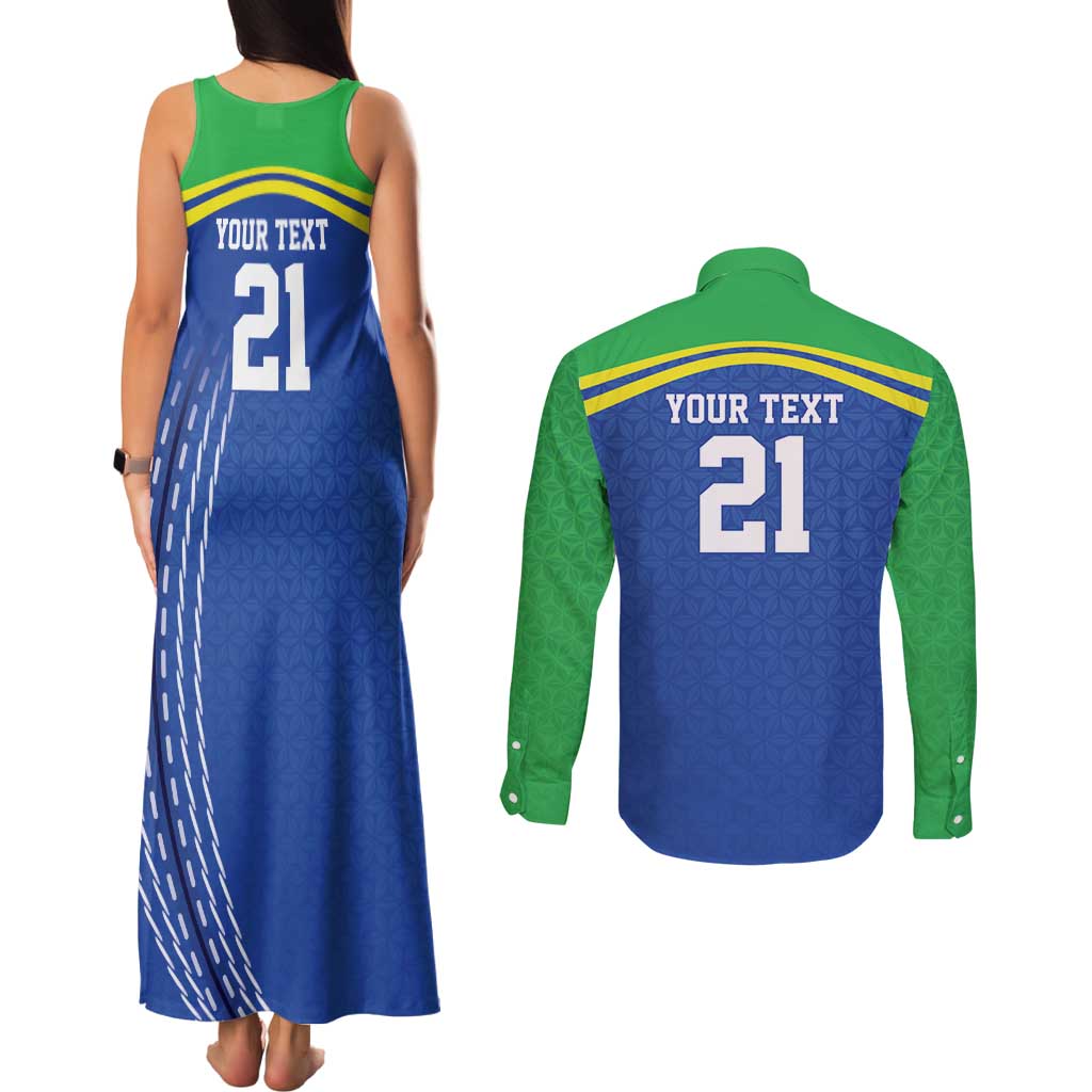 Tanzania Cricket Custom Couples Matching Tank Maxi Dress and Long Sleeve Button Shirt The Cows Tanzania Pattern - Wonder Print Shop