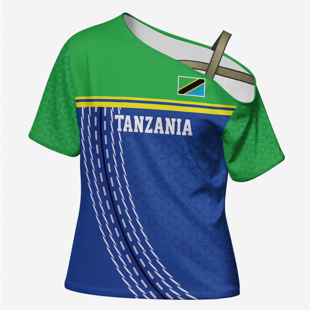 Tanzania Cricket Custom Cross Shoulder Shirt The Cows Tanzania Pattern - Wonder Print Shop