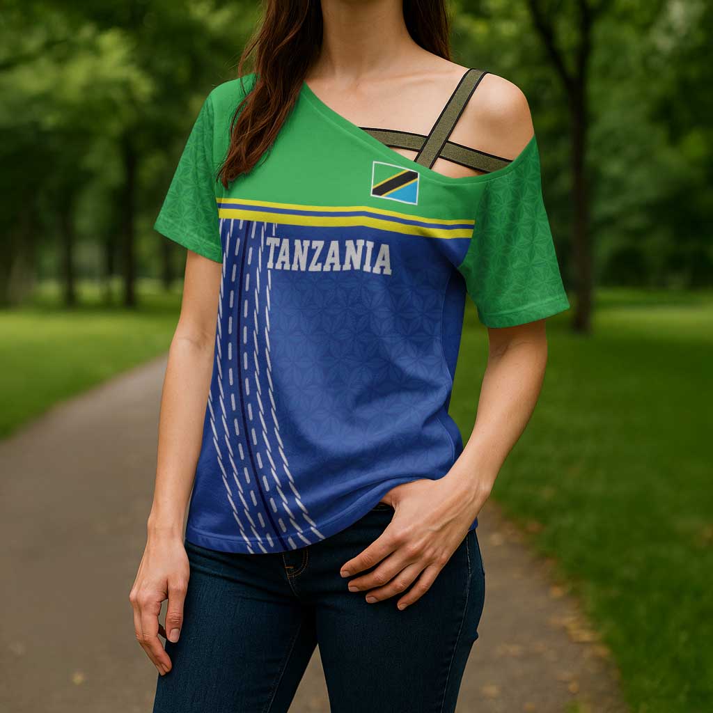 Tanzania Cricket Custom Cross Shoulder Shirt The Cows Tanzania Pattern - Wonder Print Shop