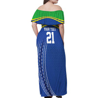 Tanzania Cricket Custom Family Matching Off Shoulder Maxi Dress and Hawaiian Shirt The Cows Tanzania Pattern - Wonder Print Shop