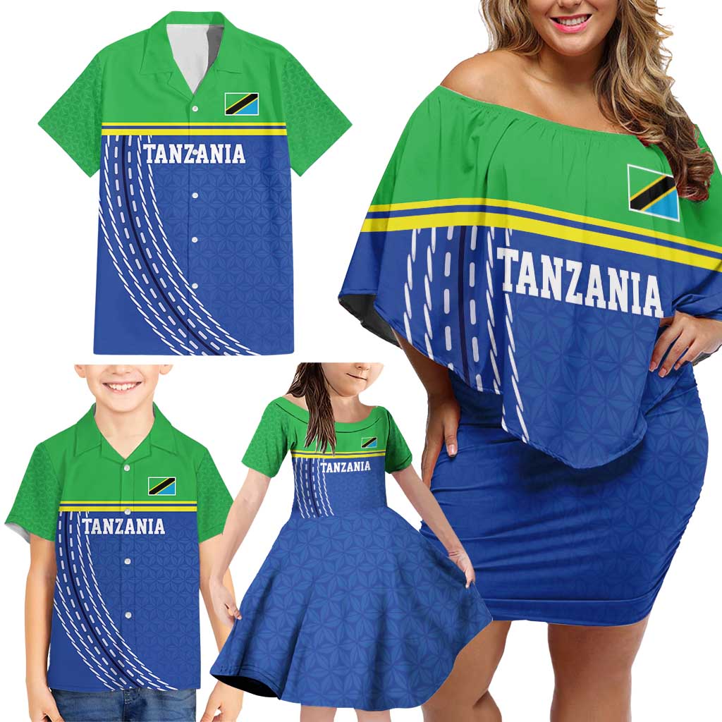 Tanzania Cricket Custom Family Matching Off Shoulder Short Dress and Hawaiian Shirt The Cows Tanzania Pattern - Wonder Print Shop