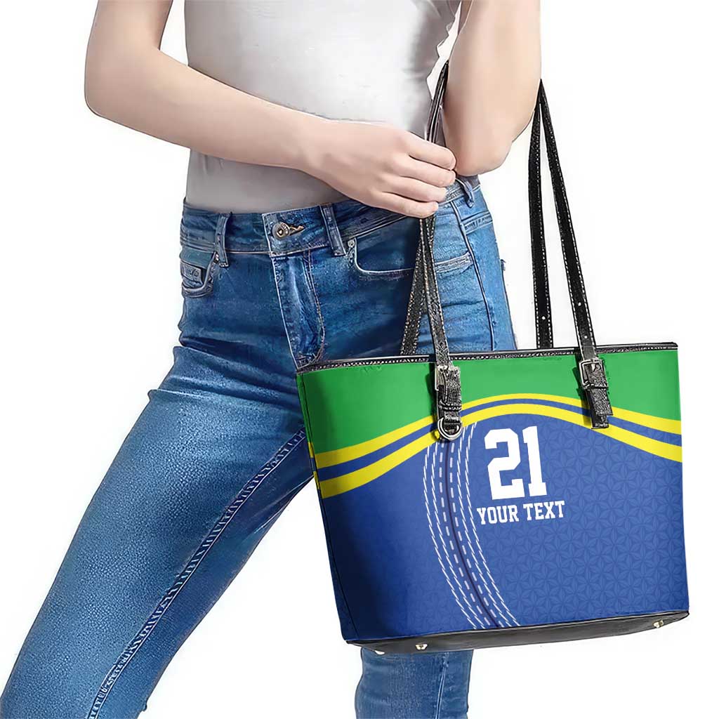 Tanzania Cricket Custom Leather Tote Bag The Cows Tanzania Pattern - Wonder Print Shop