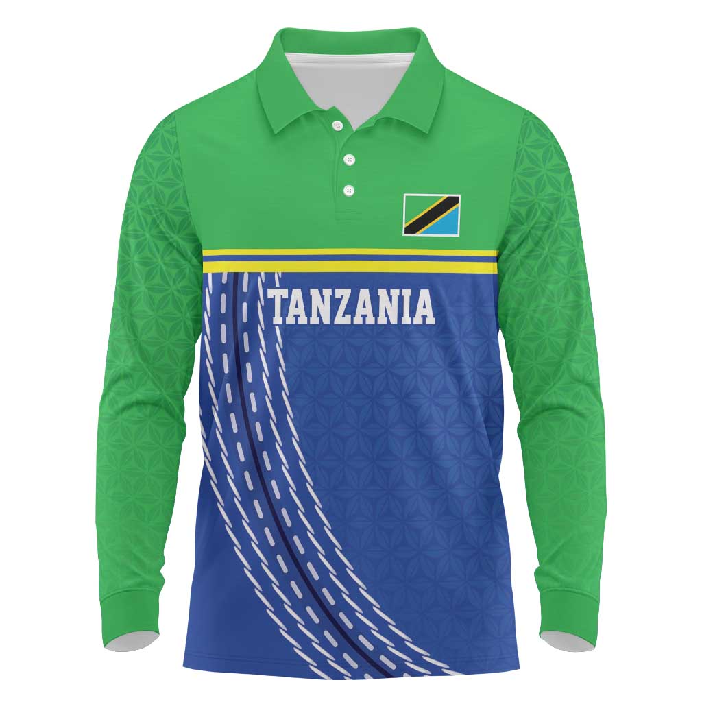 Tanzania Cricket Custom Long Sleeve Polo Shirt The Cows Tanzania Pattern - Wonder Print Shop
