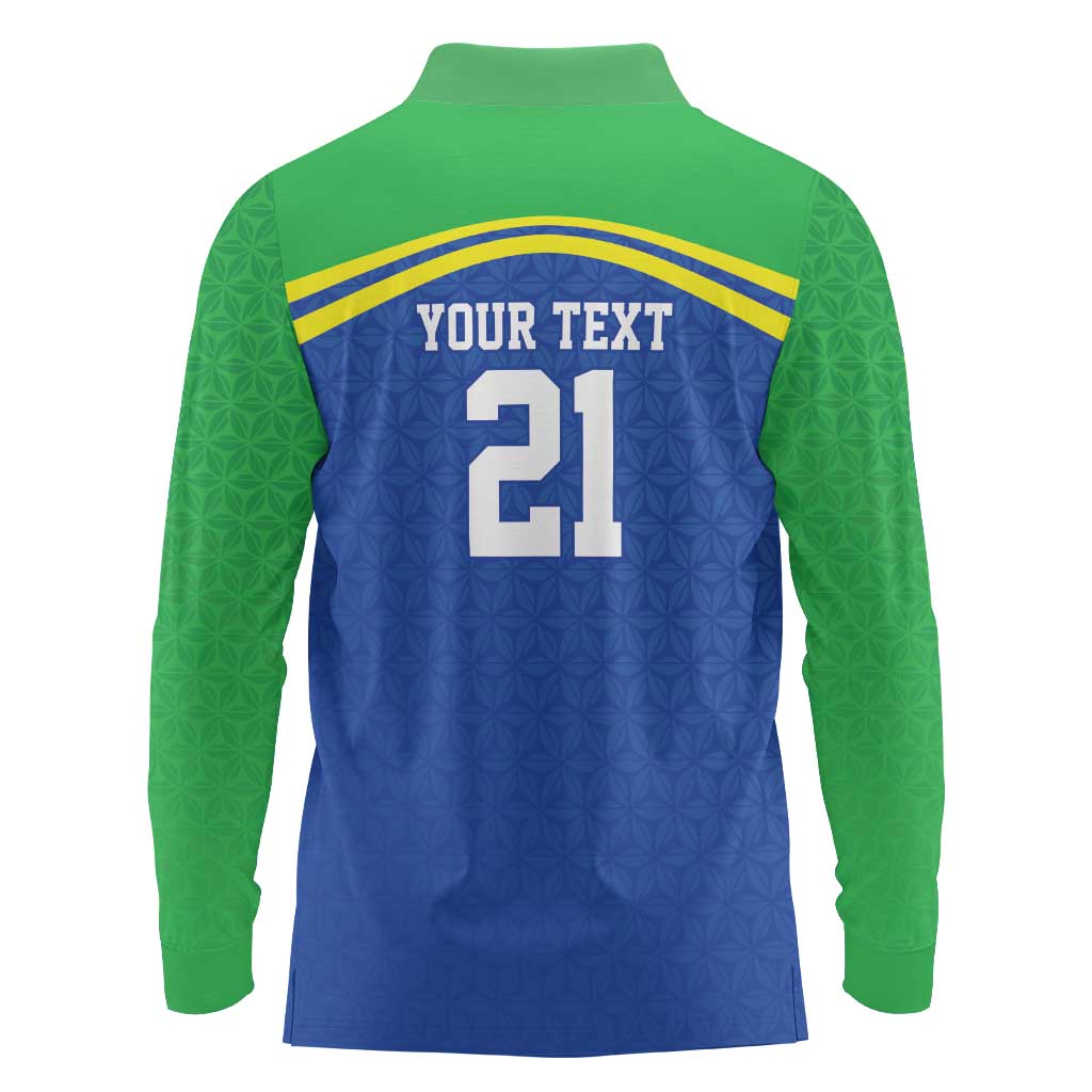 Tanzania Cricket Custom Long Sleeve Polo Shirt The Cows Tanzania Pattern - Wonder Print Shop