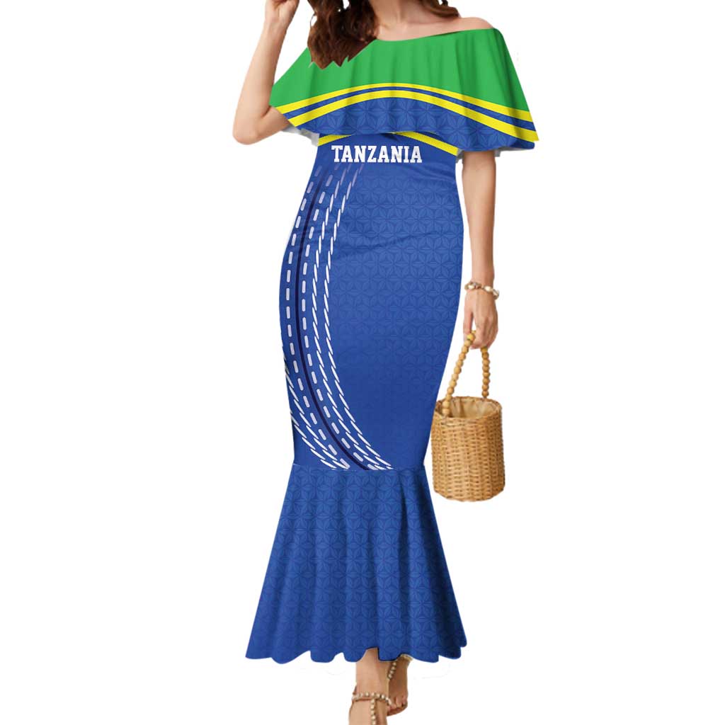 Tanzania Cricket Custom Mermaid Dress The Cows Tanzania Pattern - Wonder Print Shop