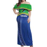 Tanzania Cricket Custom Off Shoulder Maxi Dress The Cows Tanzania Pattern - Wonder Print Shop