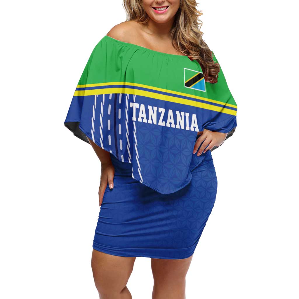 Tanzania Cricket Custom Off Shoulder Short Dress The Cows Tanzania Pattern - Wonder Print Shop