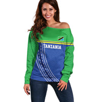 Tanzania Cricket Custom Off Shoulder Sweater The Cows Tanzania Pattern - Wonder Print Shop