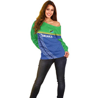 Tanzania Cricket Custom Off Shoulder Sweater The Cows Tanzania Pattern - Wonder Print Shop