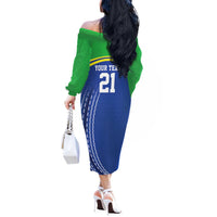 Tanzania Cricket Custom Off The Shoulder Long Sleeve Dress The Cows Tanzania Pattern - Wonder Print Shop