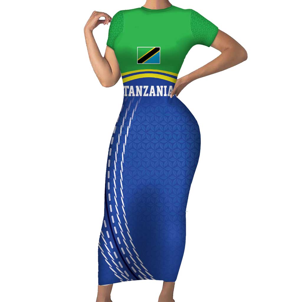 Tanzania Cricket Custom Short Sleeve Bodycon Dress The Cows Tanzania Pattern - Wonder Print Shop