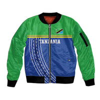 Tanzania Cricket Custom Sleeve Zip Bomber Jacket The Cows Tanzania Pattern - Wonder Print Shop