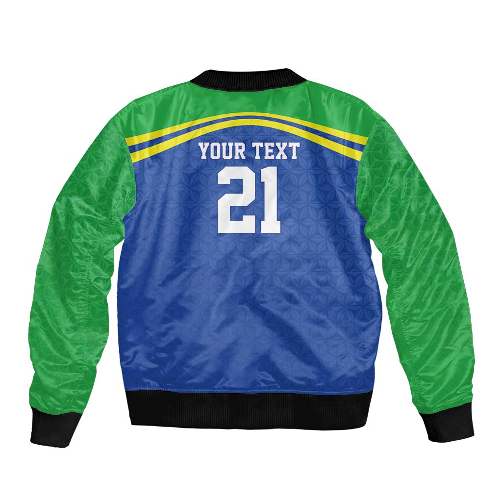 Tanzania Cricket Custom Sleeve Zip Bomber Jacket The Cows Tanzania Pattern - Wonder Print Shop