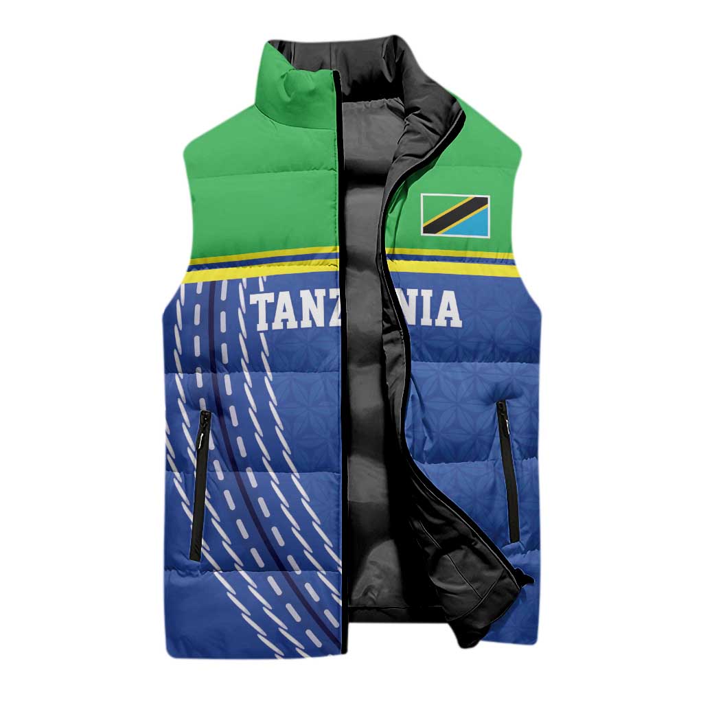 Tanzania Cricket Custom Sleeveless Puffer Jacket The Cows Tanzania Pattern - Wonder Print Shop