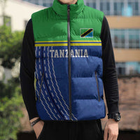 Tanzania Cricket Custom Sleeveless Puffer Jacket The Cows Tanzania Pattern - Wonder Print Shop
