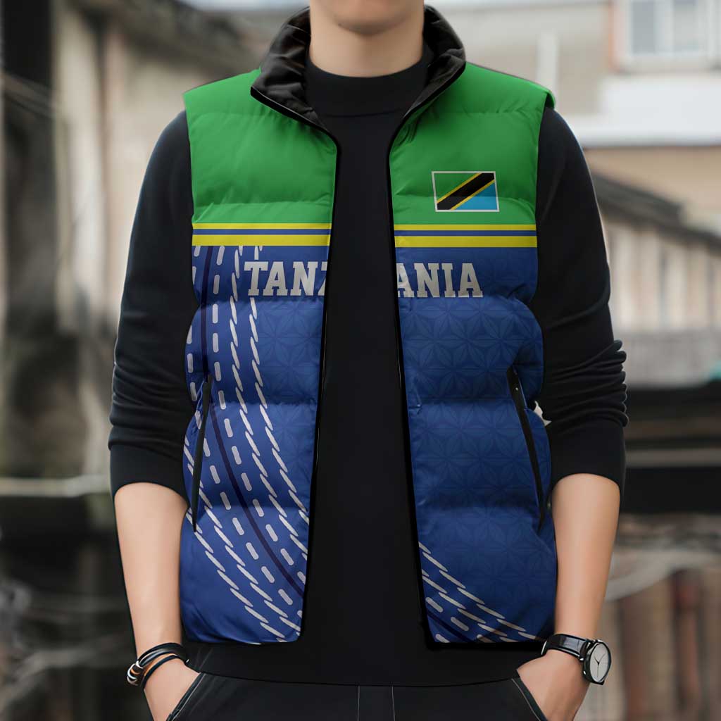 Tanzania Cricket Custom Sleeveless Puffer Jacket The Cows Tanzania Pattern - Wonder Print Shop