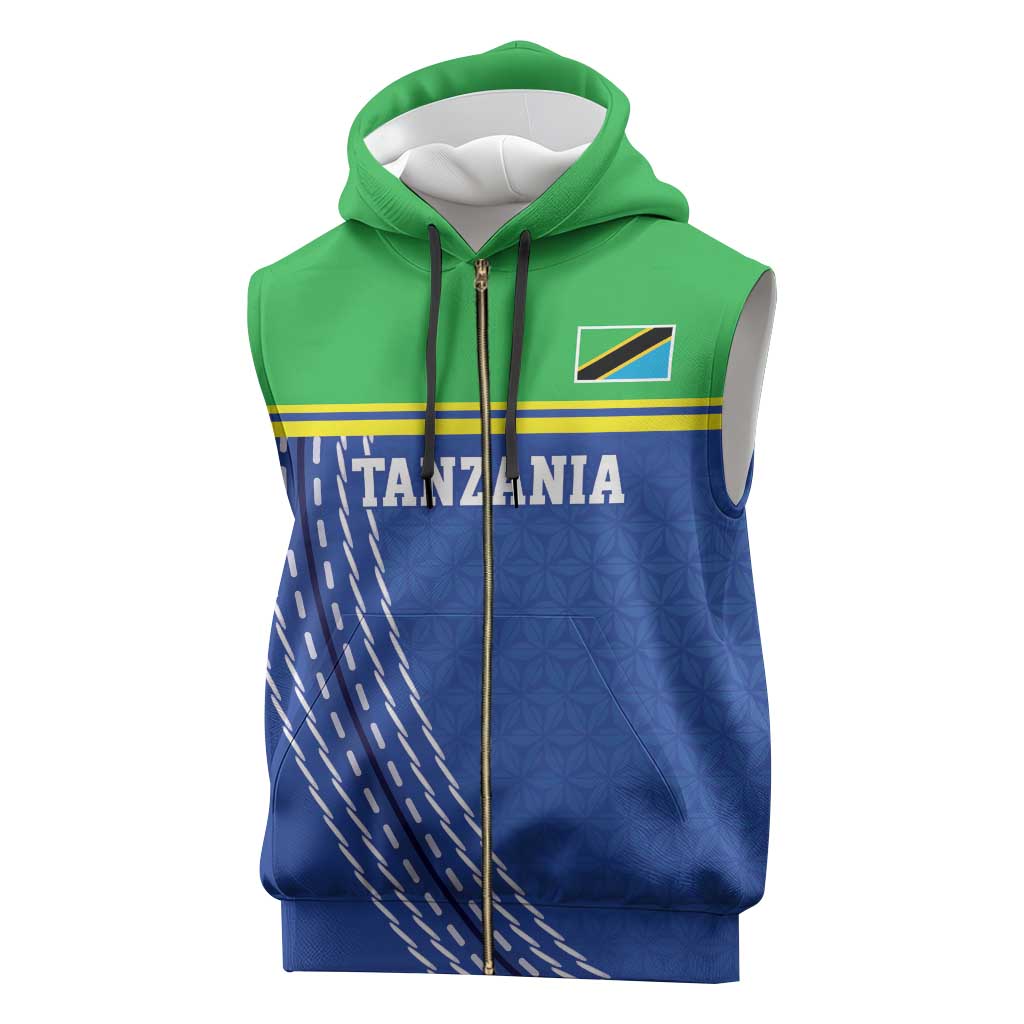 Tanzania Cricket Custom Sleeveless Zip Hoodie The Cows Tanzania Pattern - Wonder Print Shop
