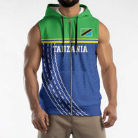 Tanzania Cricket Custom Sleeveless Zip Hoodie The Cows Tanzania Pattern - Wonder Print Shop
