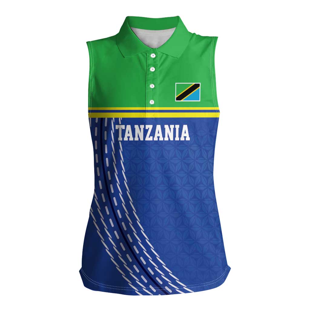 Tanzania Cricket Custom Women Sleeveless Polo Shirt The Cows Tanzania Pattern - Wonder Print Shop
