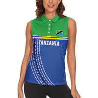 Tanzania Cricket Custom Women Sleeveless Polo Shirt The Cows Tanzania Pattern - Wonder Print Shop