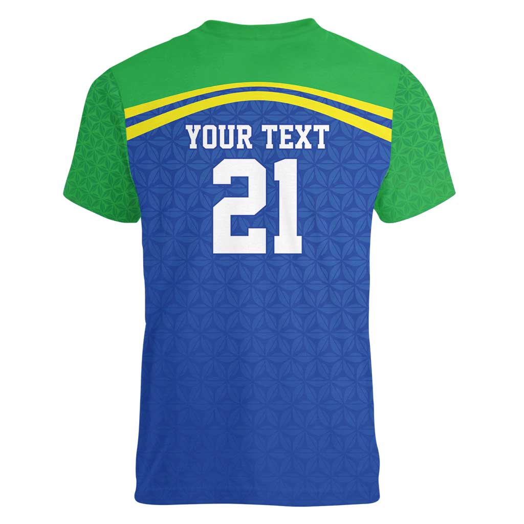 Tanzania Cricket Custom Women V-Neck T-Shirt The Cows Tanzania Pattern - Wonder Print Shop