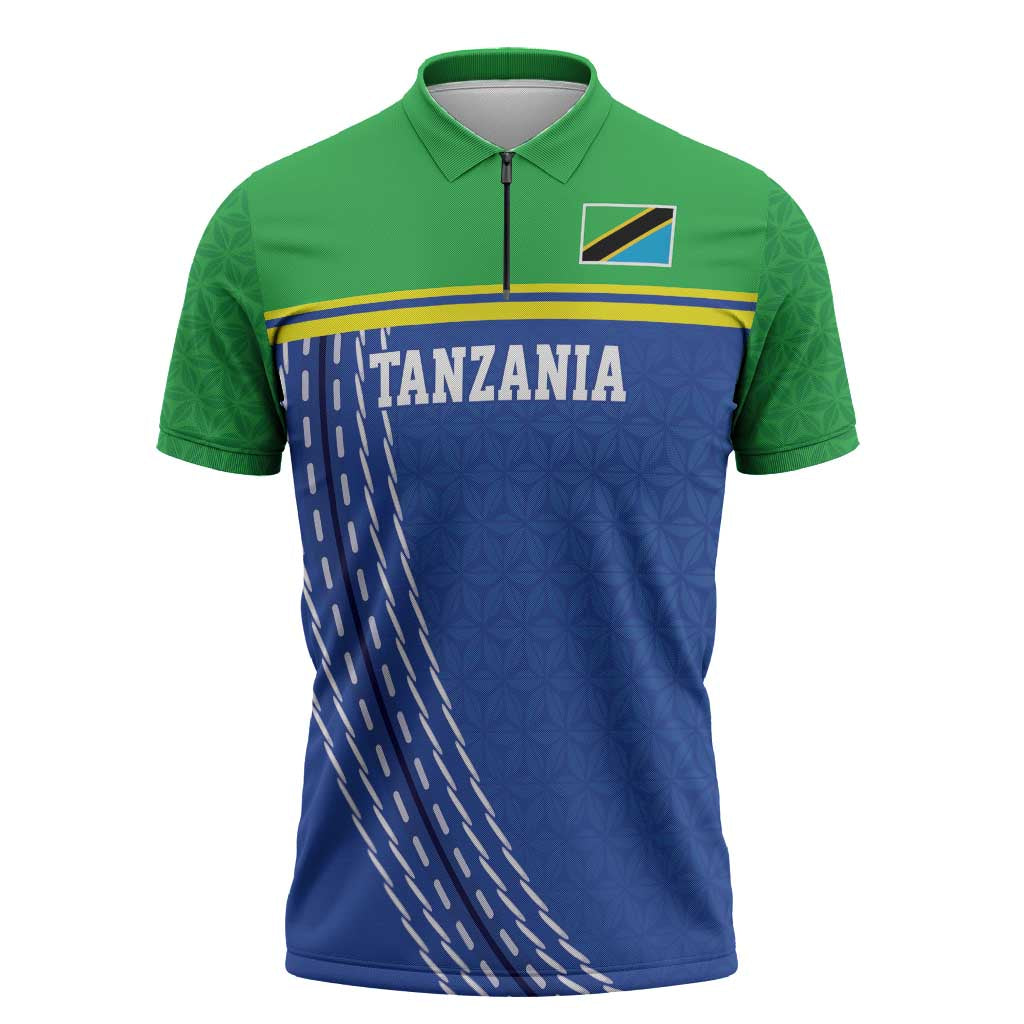 Tanzania Cricket Custom Zipper Polo Shirt The Cows Tanzania Pattern - Wonder Print Shop
