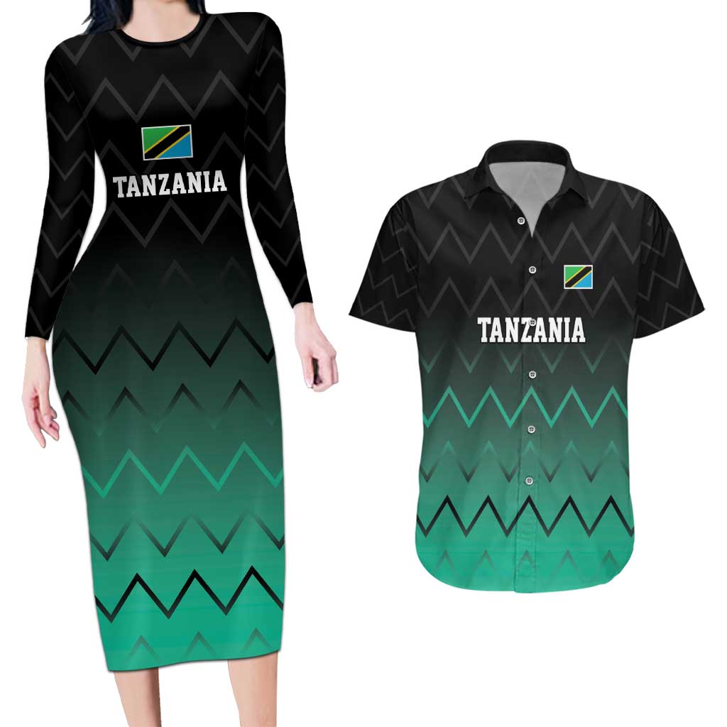 Tanzania Football Custom Couples Matching Long Sleeve Bodycon Dress and Hawaiian Shirt Retro 2023-24 Tanzania History - Wonder Print Shop
