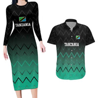 Tanzania Football Custom Couples Matching Long Sleeve Bodycon Dress and Hawaiian Shirt Retro 2023-24 Tanzania History - Wonder Print Shop