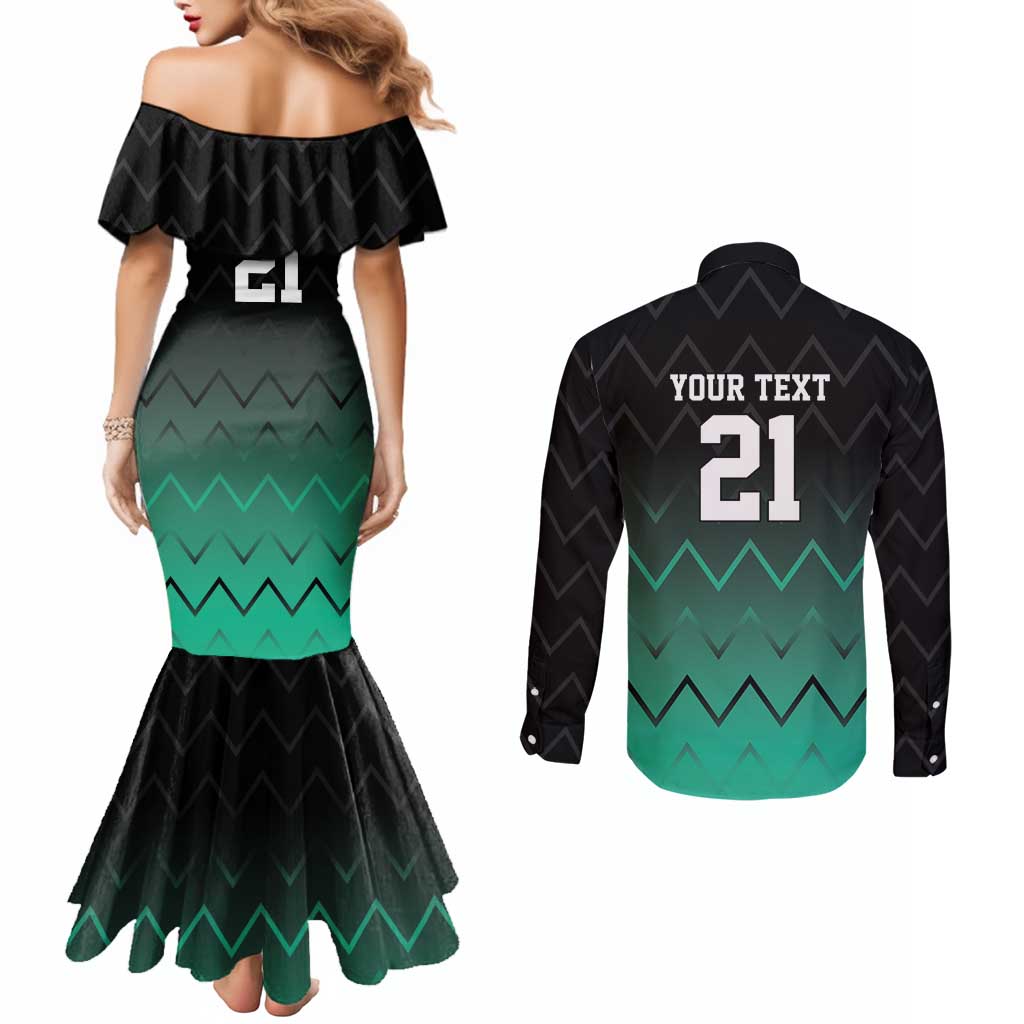 Tanzania Football Custom Couples Matching Mermaid Dress and Long Sleeve Button Shirt Retro 2023-24 Tanzania History - Wonder Print Shop