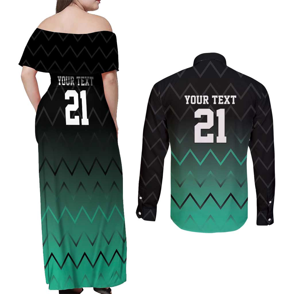 Tanzania Football Custom Couples Matching Off Shoulder Maxi Dress and Long Sleeve Button Shirt Retro 2023-24 Tanzania History - Wonder Print Shop