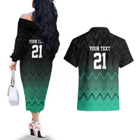 Tanzania Football Custom Couples Matching Off The Shoulder Long Sleeve Dress and Hawaiian Shirt Retro 2023-24 Tanzania History - Wonder Print Shop