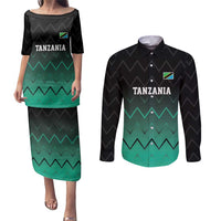 Tanzania Football Custom Couples Matching Puletasi and Long Sleeve Button Shirt Retro 2023-24 Tanzania History - Wonder Print Shop