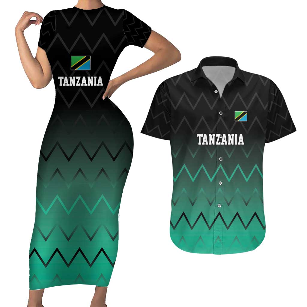 Tanzania Football Custom Couples Matching Short Sleeve Bodycon Dress and Hawaiian Shirt Retro 2023-24 Tanzania History - Wonder Print Shop