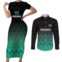 Tanzania Football Custom Couples Matching Short Sleeve Bodycon Dress and Long Sleeve Button Shirt Retro 2023-24 Tanzania History - Wonder Print Shop