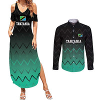 Tanzania Football Custom Couples Matching Summer Maxi Dress and Long Sleeve Button Shirt Retro 2023-24 Tanzania History - Wonder Print Shop