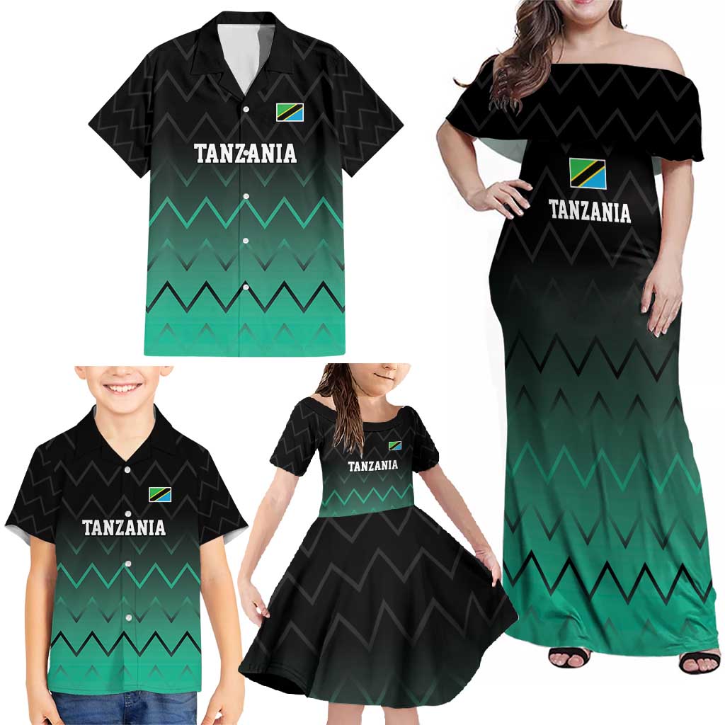 Tanzania Football Custom Family Matching Off Shoulder Maxi Dress and Hawaiian Shirt Retro 2023-24 Tanzania History - Wonder Print Shop