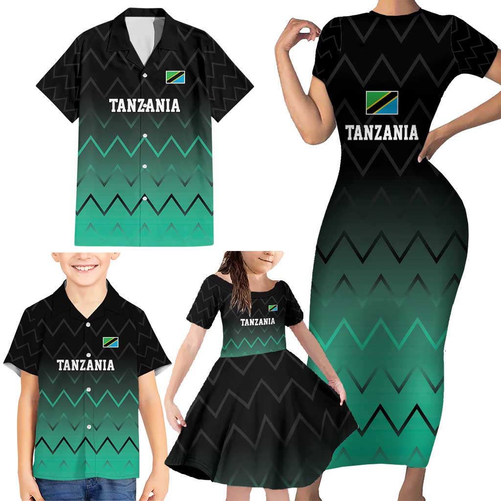 Tanzania Football Custom Family Matching Short Sleeve Bodycon Dress and Hawaiian Shirt Retro 2023-24 Tanzania History - Wonder Print Shop