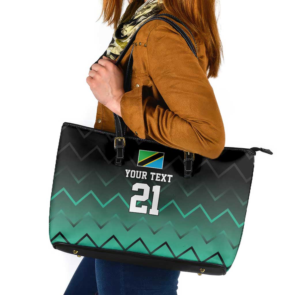 Tanzania Football Custom Leather Tote Bag Retro 2023-24 Tanzania History - Wonder Print Shop