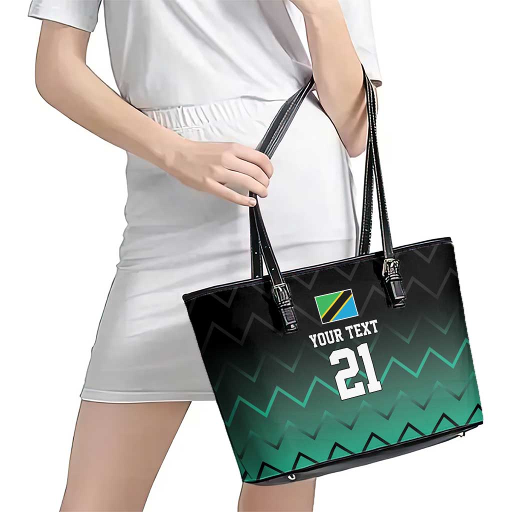 Tanzania Football Custom Leather Tote Bag Retro 2023-24 Tanzania History - Wonder Print Shop