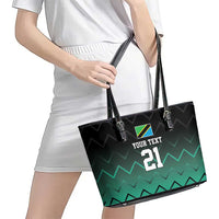Tanzania Football Custom Leather Tote Bag Retro 2023-24 Tanzania History - Wonder Print Shop
