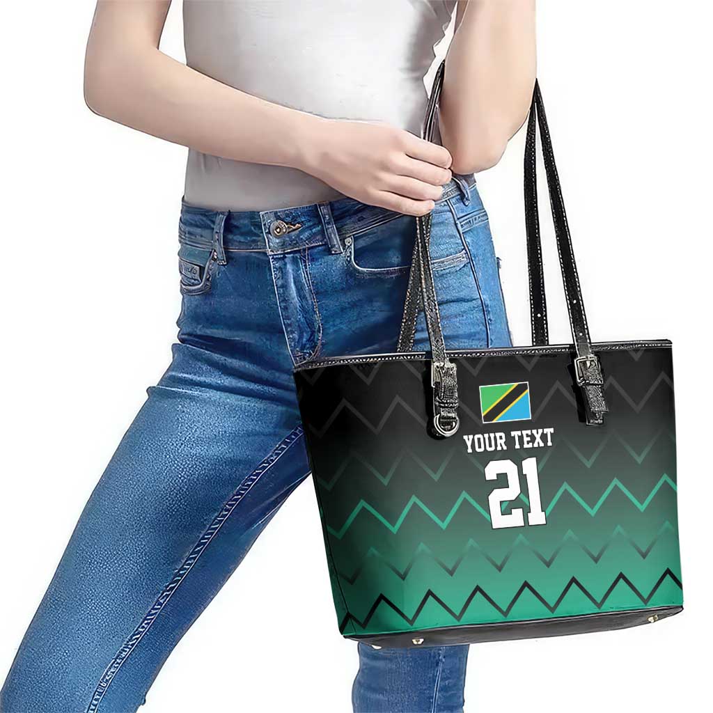 Tanzania Football Custom Leather Tote Bag Retro 2023-24 Tanzania History - Wonder Print Shop