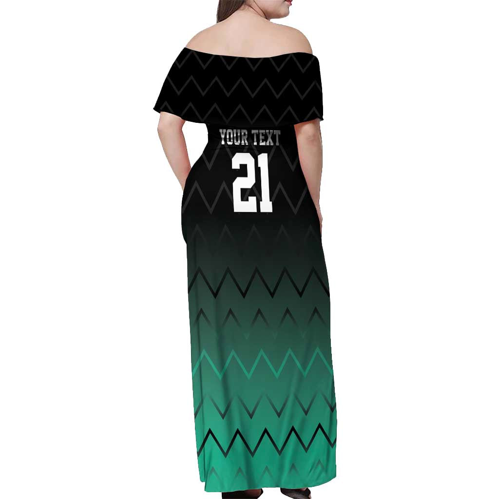 Tanzania Football Custom Off Shoulder Maxi Dress Retro 2023-24 Tanzania History - Wonder Print Shop