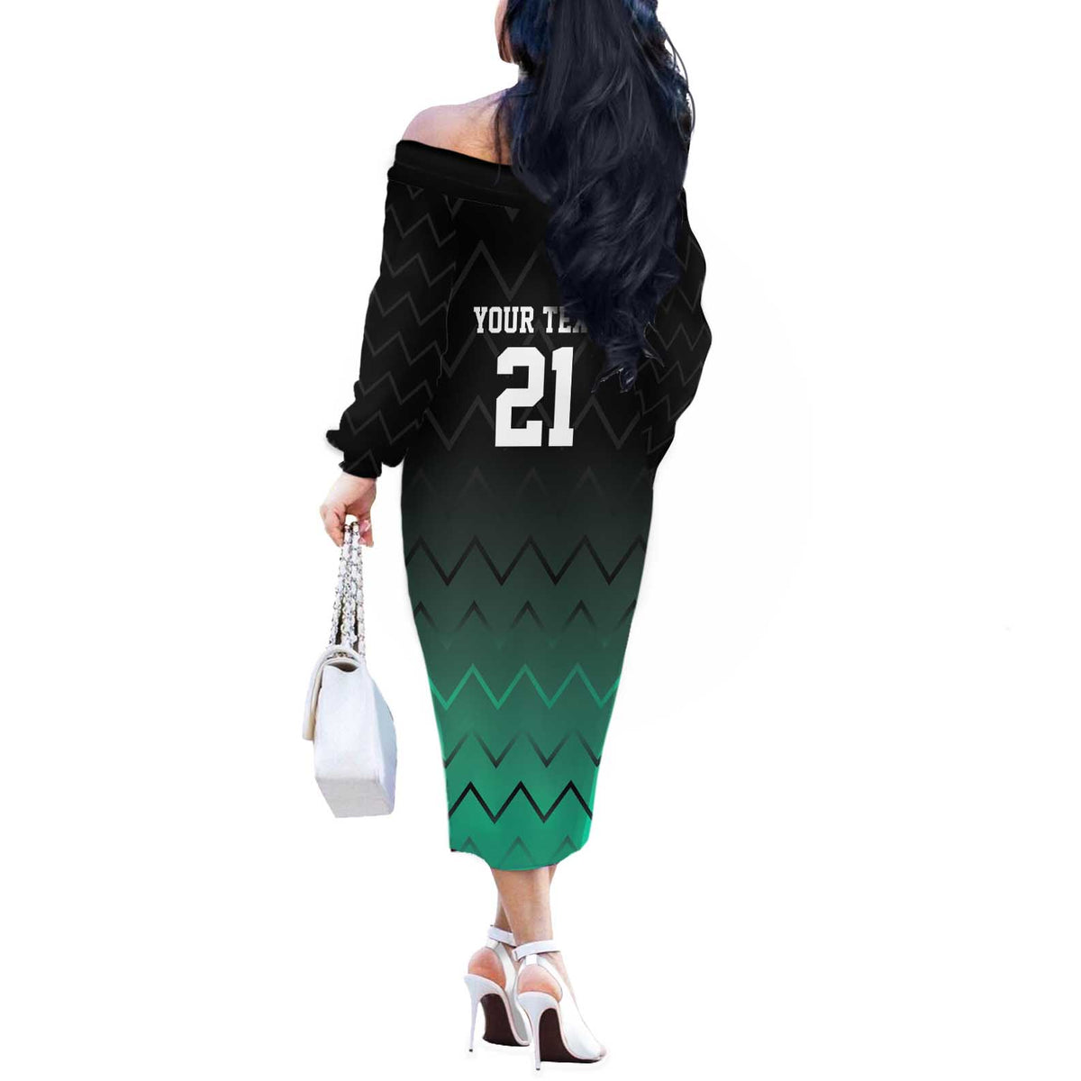 Tanzania Football Custom Off The Shoulder Long Sleeve Dress Retro 2023-24 Tanzania History - Wonder Print Shop